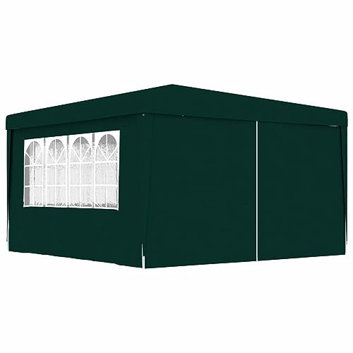 Gecheer Tonnelle professionnelle avec murs 4 x 4 m vert 90 g/m², tonnelle d'extérieur, pare-soleil, tonnelle pergola avec toile, pavillon de jardin, rideau de fête, tonnelle pour barbecue, A48536