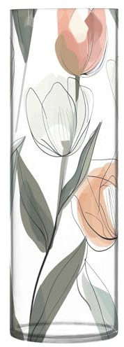 SKYSHU Tulipano, vaso cilindrico in plastica per bouquet di piante, 1 pezzo, infrangibile, alto, trasparente, per centrotavola per matrimoni, casa, scuola, ufficio, 30 x 9 cm