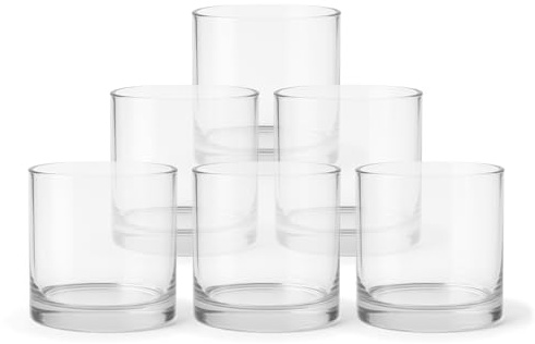 Kerzenhalter aus Glas Average 6 Stück | für Votivkerzen, Teelichter & Tischdeko | H 10 x Ø 10 cm Elegantes Design für Hochzeit, Party & Wohnzimmer - pajoma®