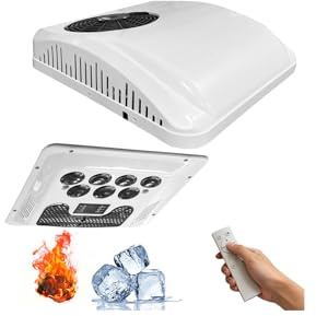 Condizionatore Tetto per RV 9500 BTU Riscaldamento e Raffreddamento, 12 Volt DC AC, Compressori Brushless, Ultra-Quiet per camion, camper, caravan, rimorchi e motorhome