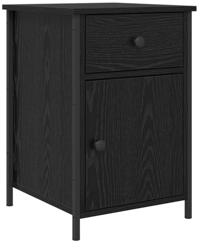 vidaXL Armario de Noche Roble Negro 40X42X60 cm Madera Elaborada Diseño Moderno con Amplio Almacenamiento Mueble de Mesita Mesa Pequeña para Dormitorio de Calidad Contemporánea Compacta