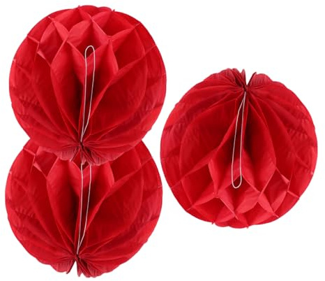 Healifty 3 Pezzi Decorazioni Sospese Nido Ape Carta da Lanterne Artigianali Rosse per Matrimoni Feste e Decorazioni da Tavolo Leggere e Riutilizzabili