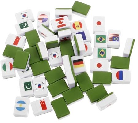 BESPORTBLE 48stücke TLG Legespielset Mit Spielsteinen Flaggenmuster Majong-spielsteine Für Erwachsene Picknick-Party-zubehör Für Erwachsene