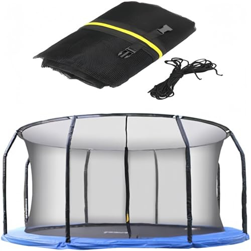 Skyddsnät för studsmatta 244 305 366 427 cm, Ersättningsnät för studsmatta med dragkedja och spännen, Skyddsnät för trädgårdstrampolin, för 6/8 stänger(14ft/4.27m-8 poles)