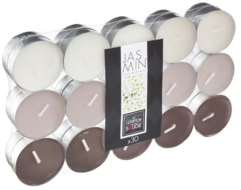 Comptoir de la Bougie - Lot de 30 Bougies Chauffe-Plat Parfumées 3,7cm Jasmin