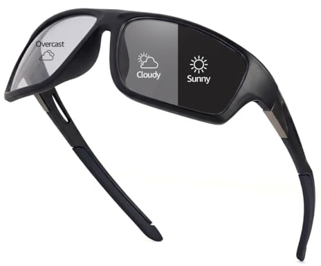 Myiaur Photochromic Cycling Glasses for Men Polarised UV400 Protection | Rectangular Frame，Ideal for Driving, Outdoor Sports,Everyday Use