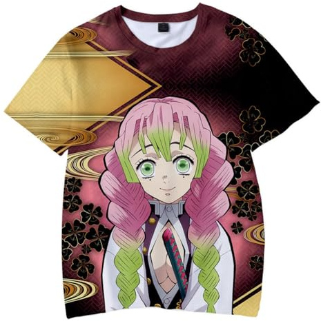 Satdflie Anime Kanroji Mitsuri Maglietta con Stampa Magliette Maniche Corte T-Shirt Girocollo Estiva Base Tee Bluse per Uomo Donna Ragazzi Ragazze, Stile/3, M