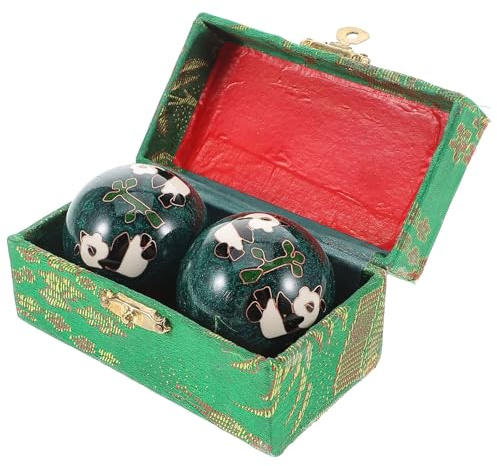 IMIKEYA Palloni da massaggio mani 42 mm smaltati temperatura 2 pezzi colore verde panda palloni per esercitare le mani e rafforzare la presa, ideali per fitness e sollievo muscolare