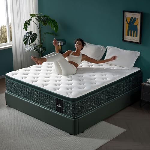 12 Inch King Hybrid Mattress in a Box – Plush Firm Support with Cooling Gel Memory Foam & Pocket Coils – Enhanced Pressure Relief, Motion Isolation & Breathable Comfort