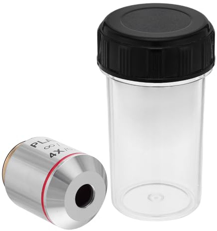 BETOOKY Obiettivo per Microscopio Biologico 4x Lente Ottica ad Alta Risoluzione Accessorio di Ricambio per Microscopia Scientifica Distanza di Lavoro Ottimale per Laboratorio