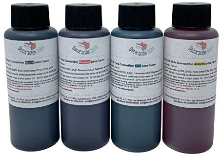 4 X bottiglie di commestibile 100 ml inchiostro per l'utilizzo con stampanti Canon.