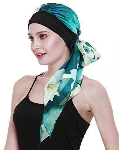 FocusCare Mujer de Lujo pañuelo de Cabeza pre - Atado Chemo Sombrero Beanie Dormir Turbante Sombreros para el cáncer
