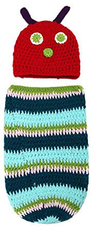 PengGengA Nouveau-Né Photographie Props Fille Garçon Crochet Costume Tenues Chapeau Sac De Couchage comme Image
