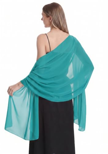 Hotshawl Chales y pañuelos de gasa para vestidos de noche de mujer, elegante bufanda suave, bufanda de novia, estola de boda., Turquesa, Talla única