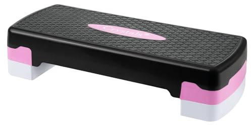 Crystals Adjustable 2 Level Aerobic Yoga Step Fitness Free Gym Exercise Guide, Pink