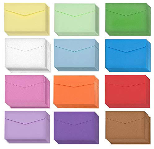 Bunte Briefumschläge,60 Stück Mini Umschläge Mehrfarbig Kleine Umschläge Handgefertigte Kleine Briefumschläge Niedlich für Geschenkkarte Hochzeit,Geburtstag Party Supplies,11,5 x 8,2 cm