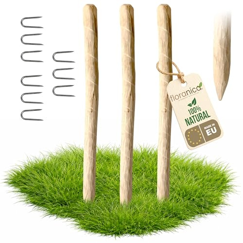 Floranica Staketstolpar hasselnöt staketstolpe för rabatter runda stolpar hasselnötsträ diameter 6-8 cm trädgårdsstaket bondgårdsstaket Hoogte 120cm 3 stycken