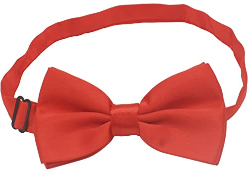 LRMYS Kids Classic Pre-tied Bow Tie, Adjustable Satin Plain Color Silk Fancy Bow Necktie for Children Birthday Wedding Formal Party Fancy Dress, Red 1 Pack