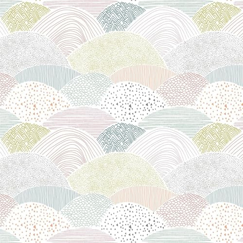 Timeet Peel and Stick Wallpaper 39x600cm Self Adhesive Wallpaper Striped Colorful Hill Pattern Sticky Back Contact Paper Soft Colour Vinyl Decorative Film for Girls Bedroom Living Room Wall Furniture
