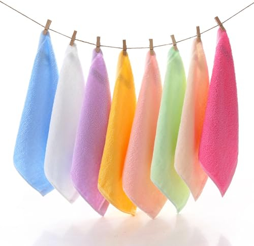 Lafefe Face Cloth Bamboo Charcoal Fiber Plain Weave Reusable Facial Cleansing Cloths White - 8 Piece Set