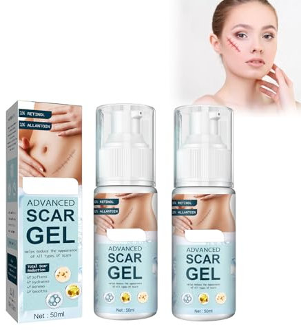 Crema per Cicatrici, Gel per Cicatrici, 2 Pezzi Gel Crema per Cicatrici Avanzato, Crema per Eliminare Le Cicatrici, Per Cicatrici Chirurgiche, Smagliature, Ustioni, Cicatrici Vecchie E Nuove