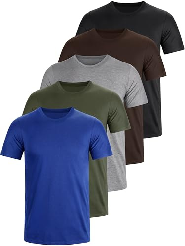 E-LIINJOYE Mens Plain Black T Shirt Pure Soft Organic Cotton Black T Shirt 5 Pack,5P2 5XL