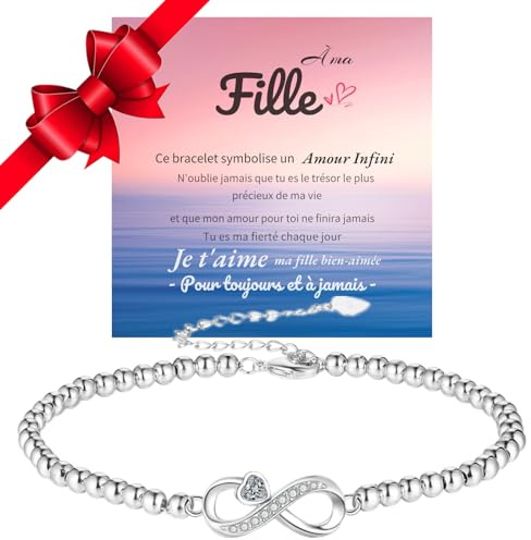 Cadeau pour ma fille - bracelet infinity - cadeau mère fille, Infinity - zircon bracelet en argent 925 perles