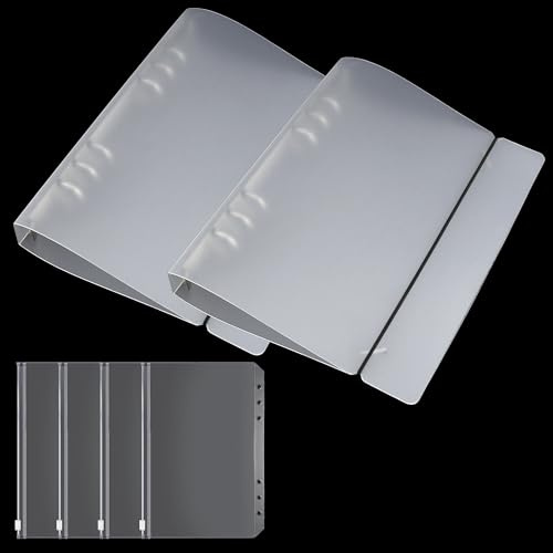 2 Piezas Cubierta de Carpeta con 6 Agujeros A5 Transparente Plástico Carpeta de Anillas et 4 Piezas Carpeta de PVC Cuaderno Bolsas de Hojas Sueltas