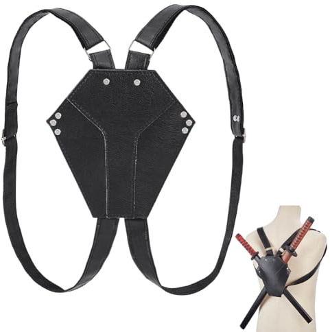 NBEADS Soporte para la Espalda de la Espada, Bolsa de Espada Negra, Cinturón de Espada Katana Cinturón de Katana Medieval para Fiesta de Cosplay, Disfraces de Anime de Héroe Ninja