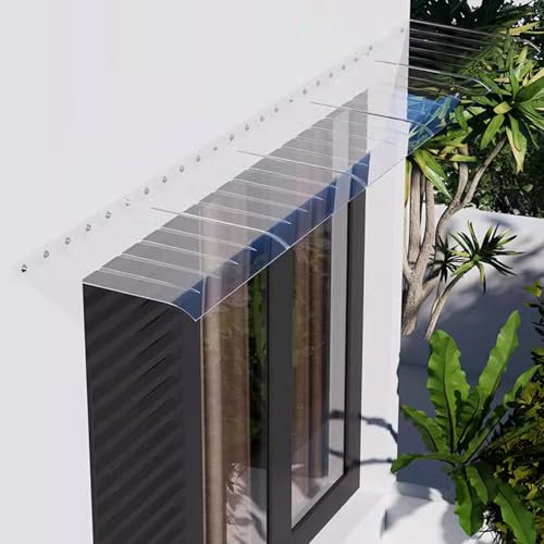 Clear Polycarbonate Door Canopy, 60x220cm Roof Canopy, Soundproof Rain Cover for Outdoor Patio, Invisible Window Protection, Durable Facade Covering