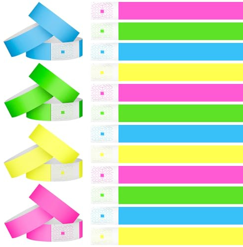400 braccialetti di carta per eventi, accessori per festival impermeabili, con chiusura di sicurezza, concerti, club, controllo dell'ingresso (stampabili, 4 colori) (rosa)