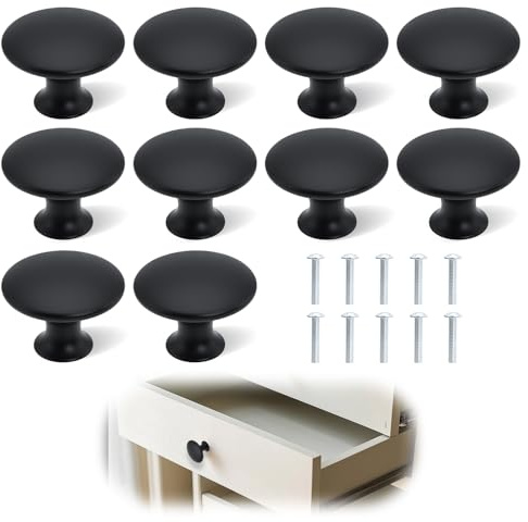 30 mm svarta möbelknoppar i vintagestil, modern stil, med skruvar, 10 stycken dörrknoppar för låda eller möbel