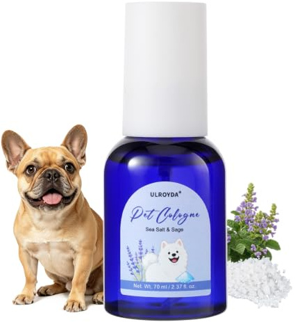 ulroyda Perfume para perros – Fragancia de sal marina y salvia, perfume fresco en aerosol para perros y gatos, desodorizante contra olores, ligero y no adhesivo, cuidado de perros, 70 ml
