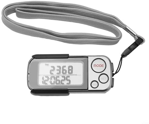 Lot de 3 traqueurs d'activité, podomètres, compteurs de pas électroniques avec clip et corde pour mesurer les pas, la distance, les calories, le temps d'exercice pour les amateurs de fitness