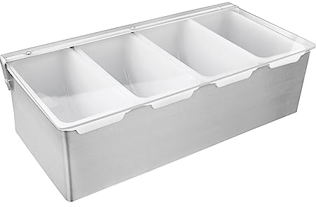 New Star Foodservice 48025 Stainless Steel Condiment Dispenser with 4 Compartments (NO ICE Tray Included)