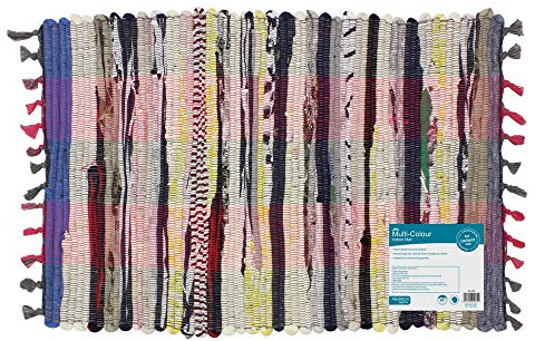 JVL Multi Colour Recycled Handmade Chindi Rug Rag Rug Door Floor Mat 40x60cm