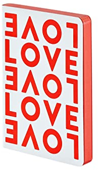 Nuuna Notizbuch A6 | Graphic S - Love | Dotted Journal | 2,5mm Punktraster | 176 nummerierte Seiten | 120g Premium-Papier | Leder weiß | nachhaltig produziert in Deutschland