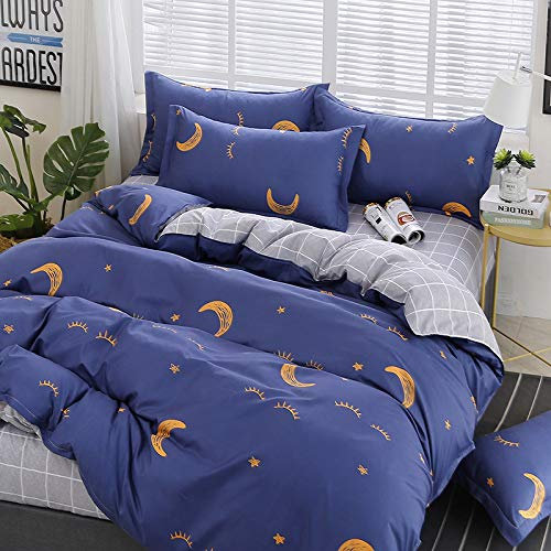 FANSU Bettwäsche Bedding Bettbezug Set 4 Teilig, Kopfkissenbezüge, Bettdeckenbezug und Bettlaken Bequem Weich und Haltbar Microfaser Atmungsaktive Hypoallergen (180 * 220cm,Mond)