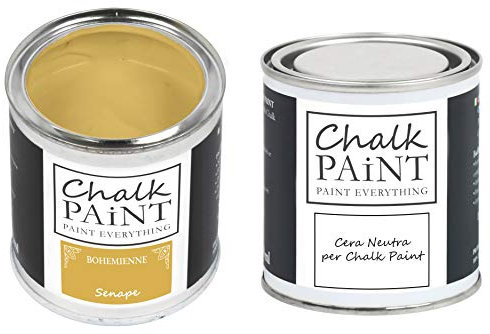 CHALK PAINT EVERYTHING & CERA - Kit Pronto Vernicia e Proteggi (250 ml + 250 ml) (Senape)