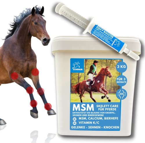 MSM pulver I led-pulver för hästar plus MSM häst – benled-komplex med kalcium vitamin D C I MSM hästar pulver (svavel) tillsats foder förstärkning leder häst, ben, senor 30 ml 3 kg