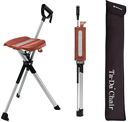 STEP2GOLD TA-Da Chair Serie 2, tragbarer Trekking-Wanderstock, Faltbarer Gehstock mit Sitz, Gehstock mit Stuhl, Faltbarer Stuhl, leichtes Aluminium, einfacher Transport und Lagerung, rutschfest (91,9