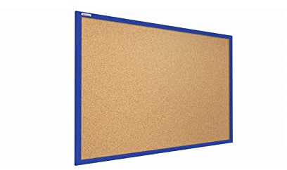 ALLboards Pinnwand mit Marineblauem Holz Rahmen 90x60cm Korktafel Korkwand Pinnwand Kork