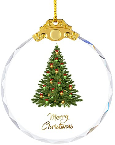 YouerCrystal Christmas Ornaments Crystal Hanging, Christmas Tree Glass Ornament Hanging Craft Collectibles for Trees Home Party Gifts