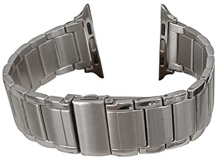 MaKTech Länkarmband i Rostfritt Stål,Smala Sidor Polerad Ljus Yta Inläggning Borstad Finish Band,Kompatibel med Apple Watch Serie 11/10/9/8/7,Ultra 3/2/1,SE 3/2/1 [2025] (46mm/45mm/44mm/49mm,Silver)
