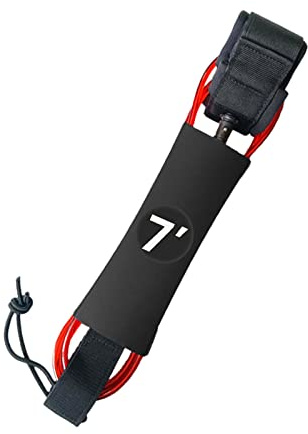 rockible Laisse de Planche de Surf, Dragonne Elastique Leash Surf Leash Corde Surf Jambe Corde pour Planche de Surf, Paddleboard, Canoë, Pêche, Rouge, 7 Pieds