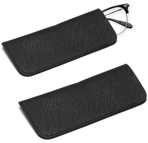 EODKSE Custodia in Pelle per Occhiali da Lettura, 2 Pezzi, Morbida e Unisex, Borsa Astuccio per Occhiali da Sole e Lettura - ideale per Uomo e Donna, Proteggi i tuoi occhiali con stile!