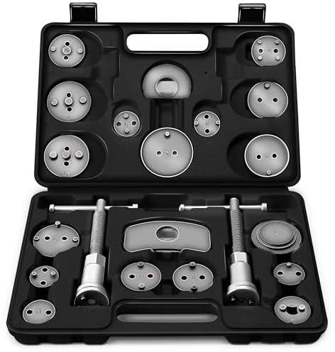 TRESKO 22 TLG Bremskolbenrücksteller Set - Rückstellwerkzeug zum Zurückstellen des Bremskolben, KFZ-Werkzeug, universell (Schwarz)