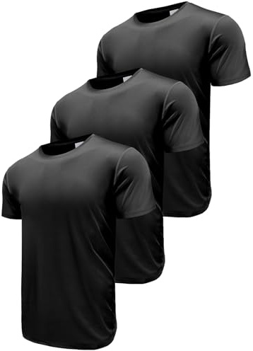 Boyzn Men's 3 Pack Workout Running Shirts, Dry Fit Moisture Wicking T-Shirts, Sports Gym Athletic Short Sleeve T Shirts for Men Black-3P17-M