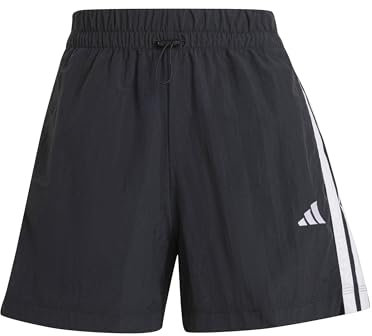 adidas Damen Essentials 3-Stripes Lifestyle Woven Shorts, Black/White, S