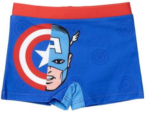 Marvel Avengers Costume da Bagno per Ragazzi, Boxer da Bagno Capitan America, Pantaloncini da Bagno per Bambino, Taglia 5 Anni | Blu